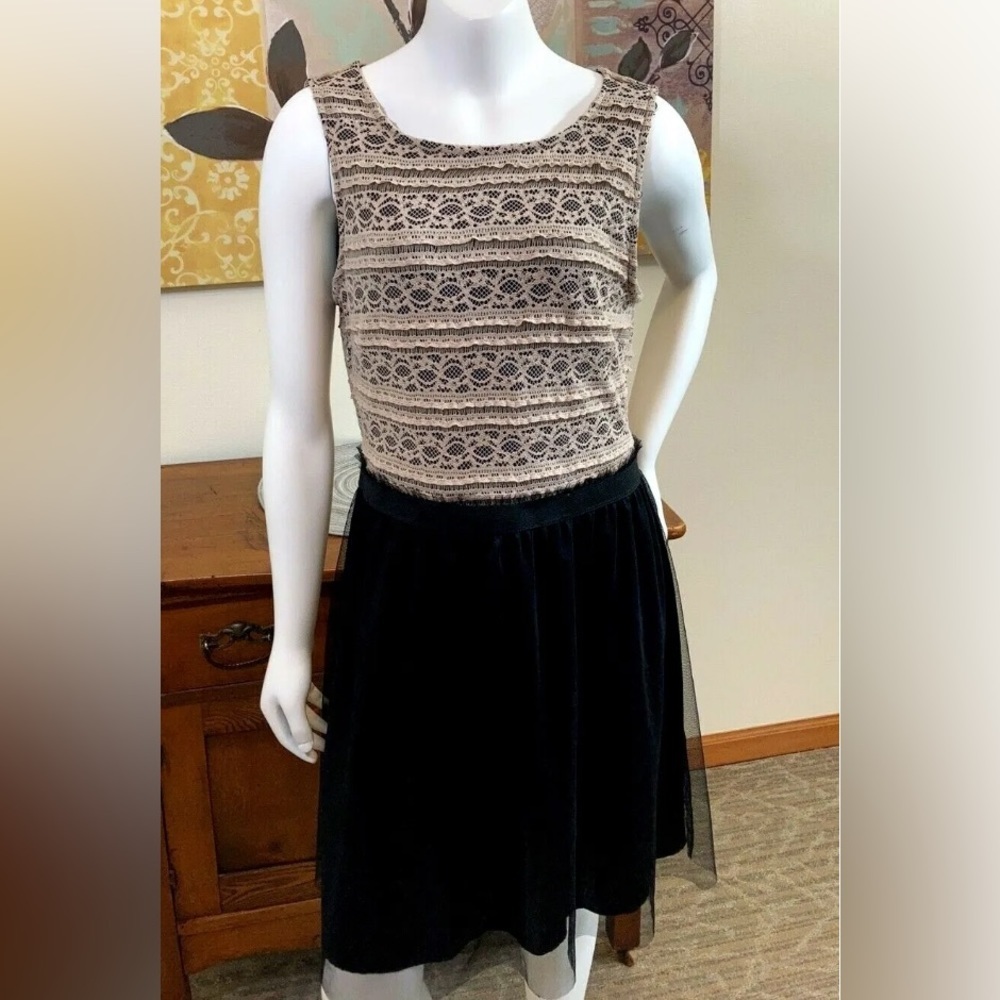 Speechless Black Champagne Lace Tulle tutu Dress Juniors size Large NWT